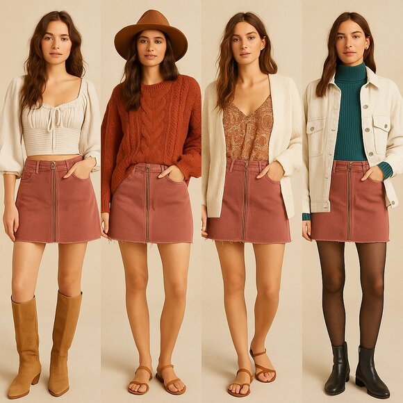 We The Free by Free People Zip Front Mini Skirt | Rust Brown | Size 27 | NWT - Picture 1 of 12